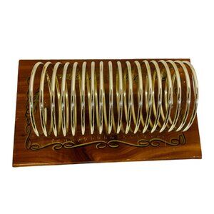 Gold Wood‎ Vintage Letter Memo Holder Desk Organizer From Pittsfield Mass Spiral